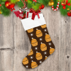 Golden Christmas Cakes And Snowflakes On Brown Background Christmas Stocking