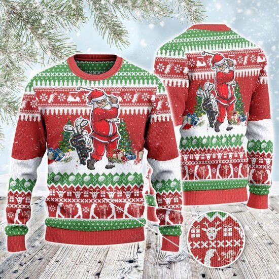 Golf Lovers Christmas Gift Santa Playing All Over Print Sweatshirt