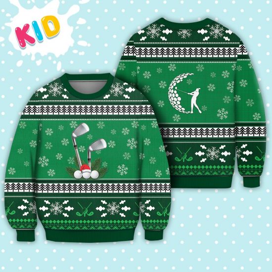 Golf Pattern Falling Snowflakes Sweater Christmas Knitted Sweater Print Fashion Sweatshirt For Everyone 1