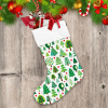 Green Cute Christmas Trees And Red Stars Christmas Stocking
