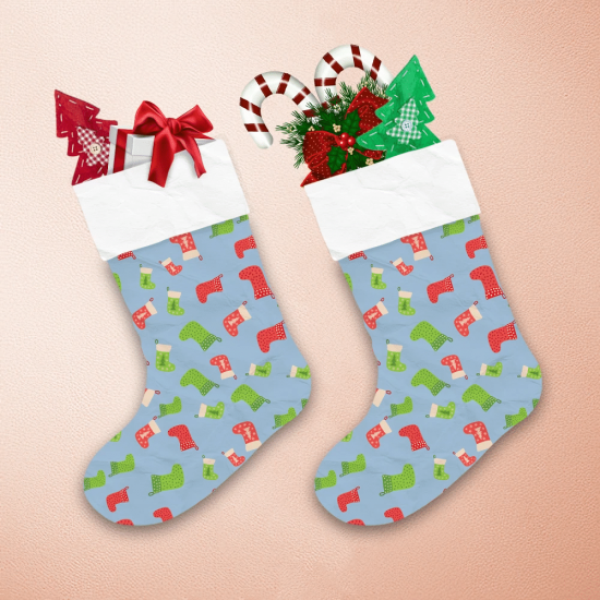 Green Red Socks With Christmas Tree Christmas Stocking 1