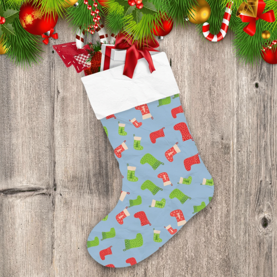 Green Red Socks With Christmas Tree Christmas Stocking