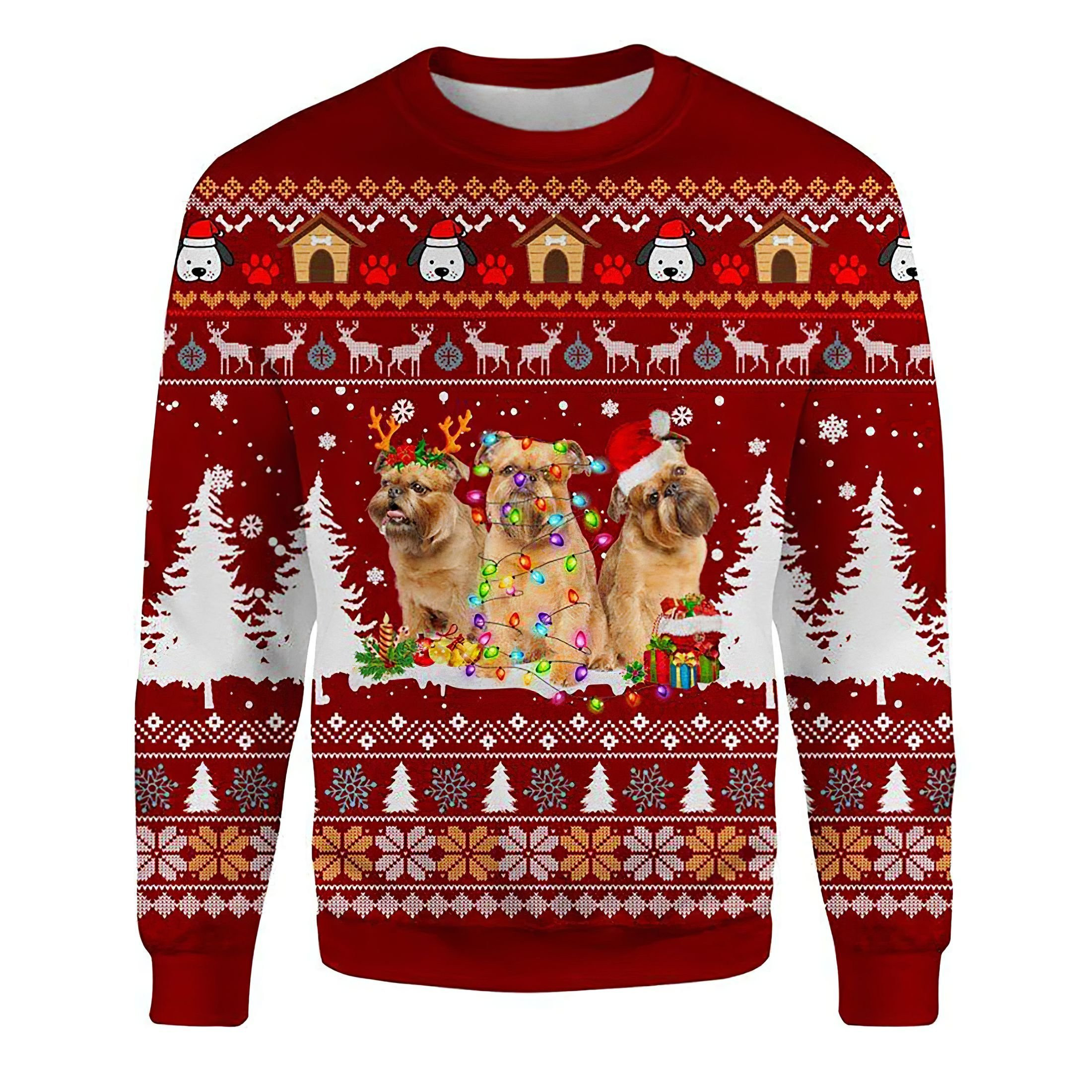 Griffon-Bruxellois-Ugly-Christmas-Sweatshirt-Animal-Dog-Cat-Sweater-Unisex Griffon Bruxellois Ugly Christmas Sweatshirt Animal Dog Cat Sweater Unisex
