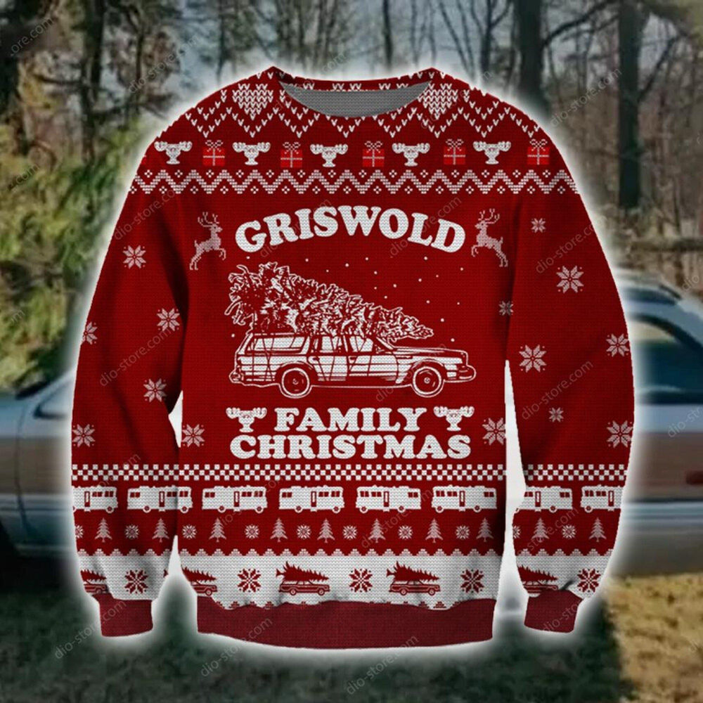 Griswold Family Christmas Knitting Pattern 3D Print Ugly Christmas Sweatshirt