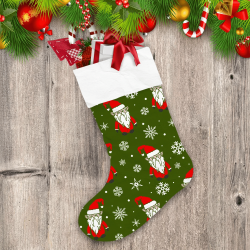 Hand Drawn Santa Claus And Snowflake Green Background Christmas Stocking