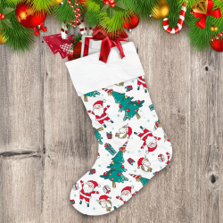 Hand Drawn Unicorn Santa Claus And Christmas Tree Pattern Christmas Stocking