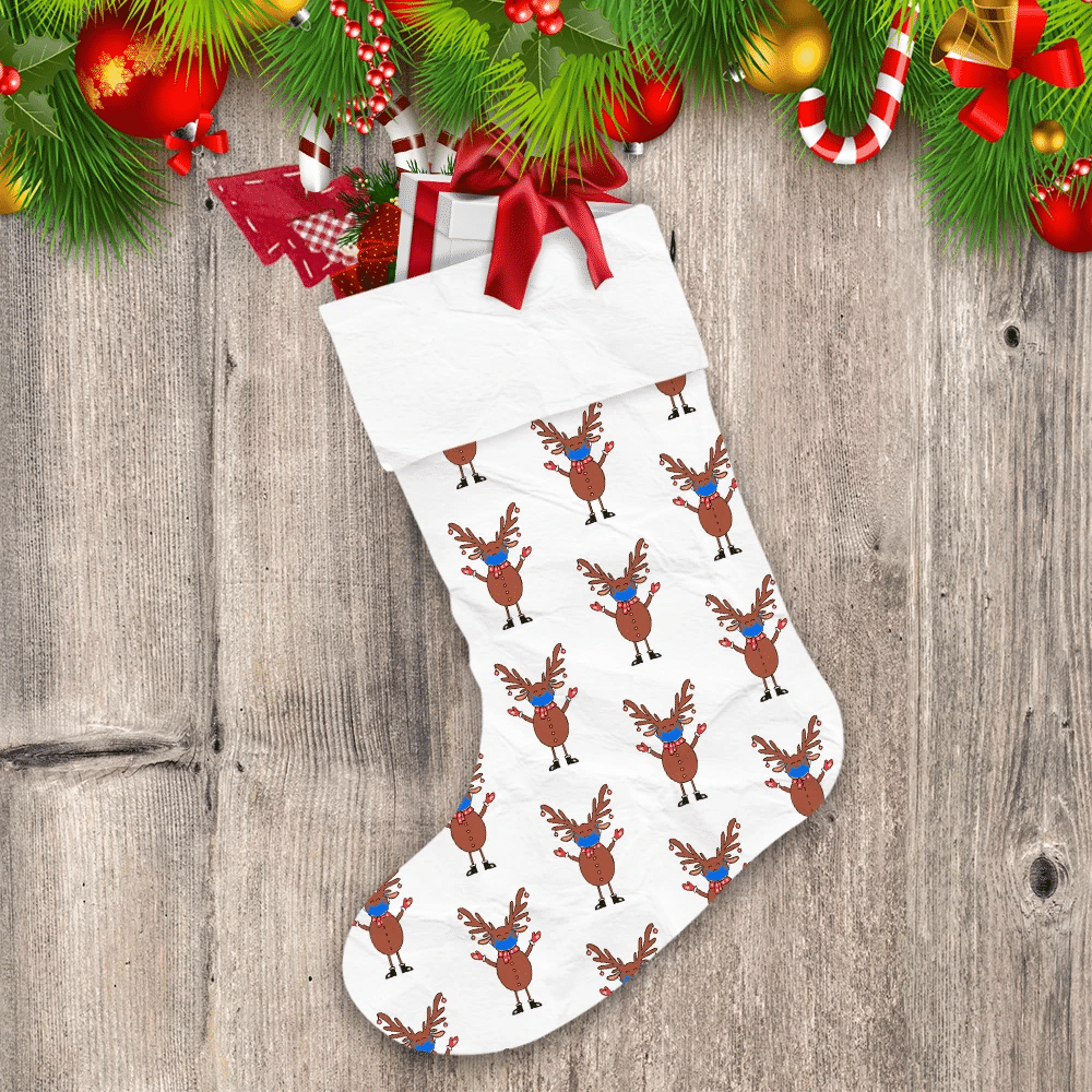Happy Christmas Deer In Medical Face Mask Christmas Stocking