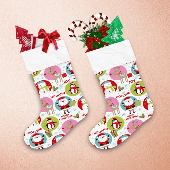 Happy Christmas Holiday With Santa Snowman And Reindeer Christmas Stocking 1