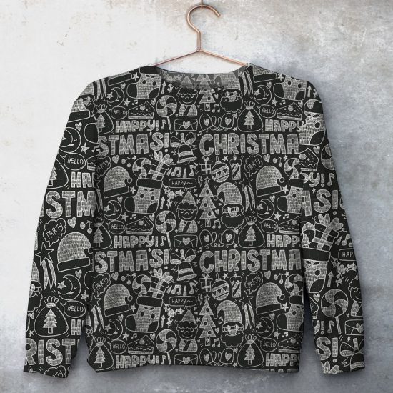 Happy Christmas Unisex All Over Print Cotton Sweatshirt