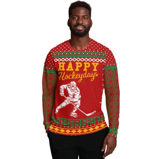 Happy Hockey Days Ugly Christmas Sweatshirt Colins Store 2