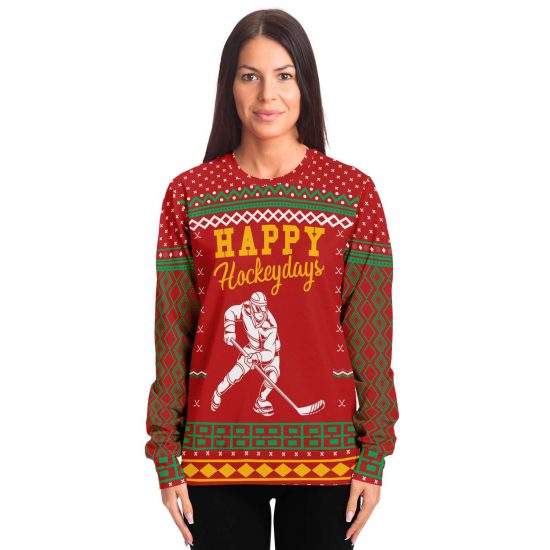 Happy Hockey Days Ugly Christmas Sweatshirt Colins Store 4