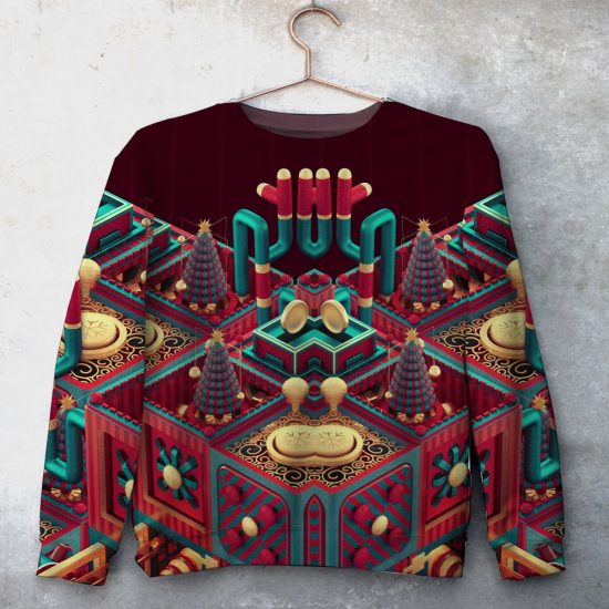 Happy Holidays Unisex All Over Print Cotton Sweatshirt