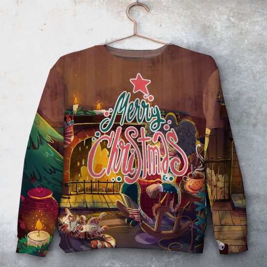Happy Holidays Unisex All Over Print Cotton Sweatshirt