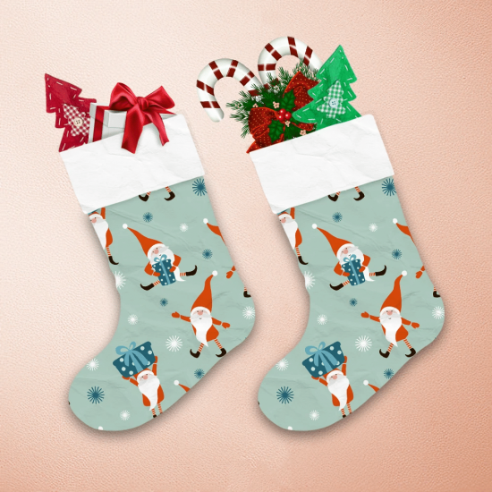 Happy New Year And Merry Christmas With Gnomes And Snowflakes Christmas Stocking 1
