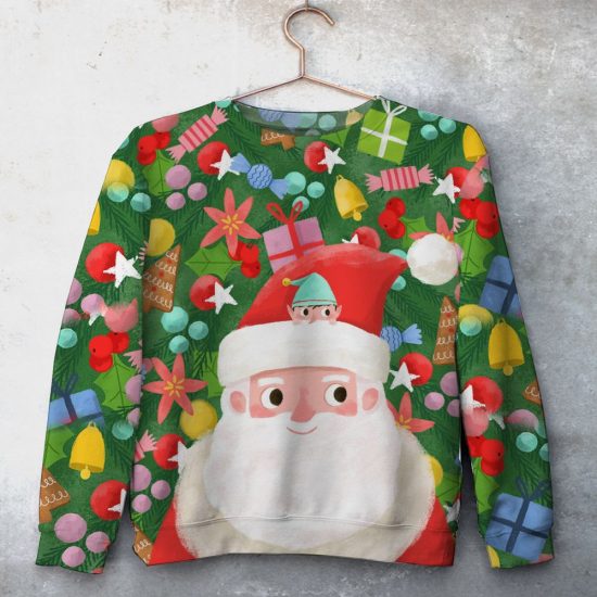 Happy Santa Claus Unisex All Over Print Cotton Sweatshirt