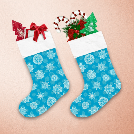 Hippie Doodle With Decorative Snowflakes Background Christmas Stocking 1