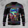 Hippie Peace Love Ugly Christmas Sweater