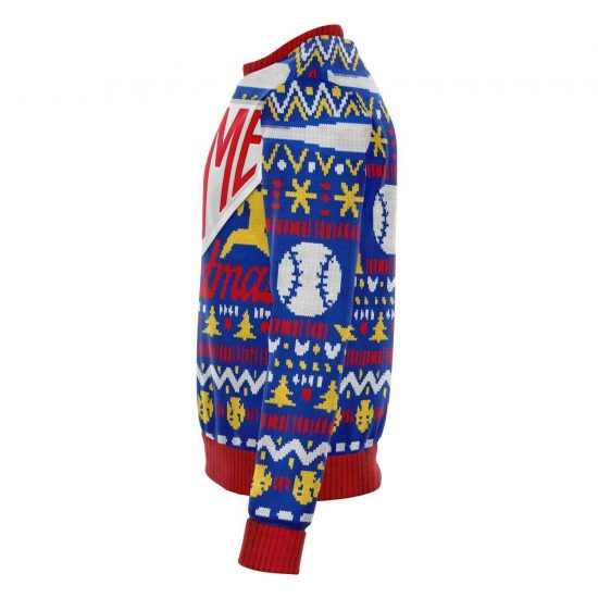 Home For Christmas Baseball Fan Funny Christmas Fleece Lined Fashion Sweatshirt 2
