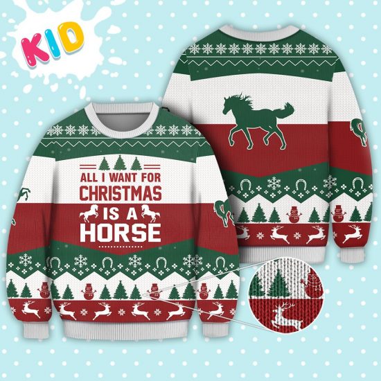 Horse All I Want For Christmas Sweater Knitted Sweater Print Fashion Sweatshirt For Everyone 1