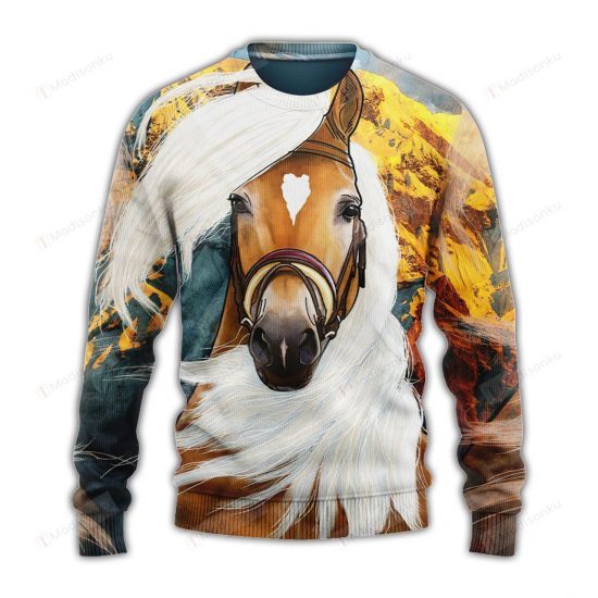 Horse All Over Watercolor Ugly Christmas Sweater