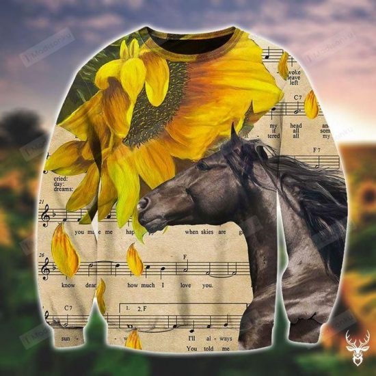Horse Sun Flowers Ugly Christmas Sweater
