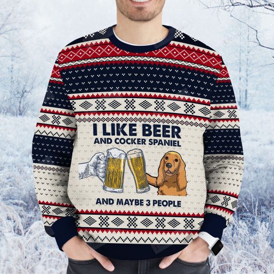 I Like Beer And Cocker Spaniel Ugly Christmas Sweater