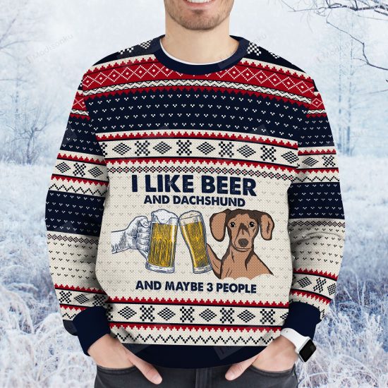 I Like Beer And Dachshund Ugly Christmas Sweater