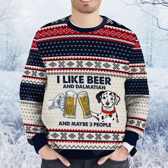 I Like Beer And Dalmatian Ugly Christmas Sweater