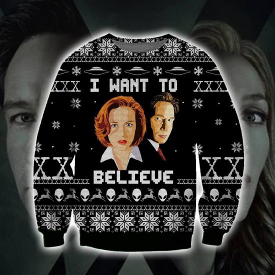 I Want To Believe Knitting Pattern 3D Print Ugly Christmas Sweatshirt