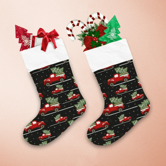 Inspiration Quotes Tree On Red Truck Delivering Dark Background Christmas Stocking 1