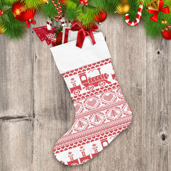 Inspired Pattern In Cross Stitch With Gifts Gravy Train Tree And Heart Christmas Stocking