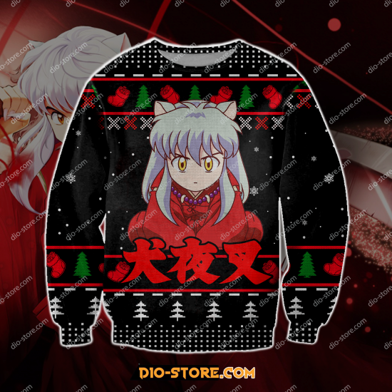 Inuyasha Manga 3D Knitting Pattern Print Ugly Christmas Sweatshirt 2