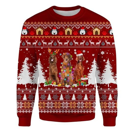 Irish Setter Ugly Christmas Sweatshirt Animal Dog Cat Sweater Unisex