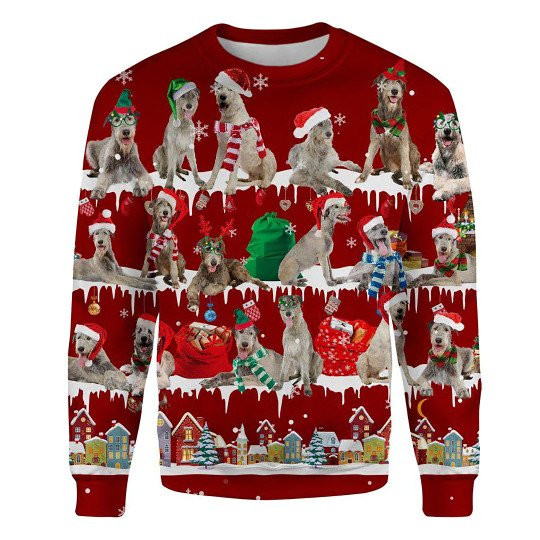 Irish Wolfhound Snow Christmas Ugly Christmas Sweatshirt Animal Dog Cat Sweater Unisex
