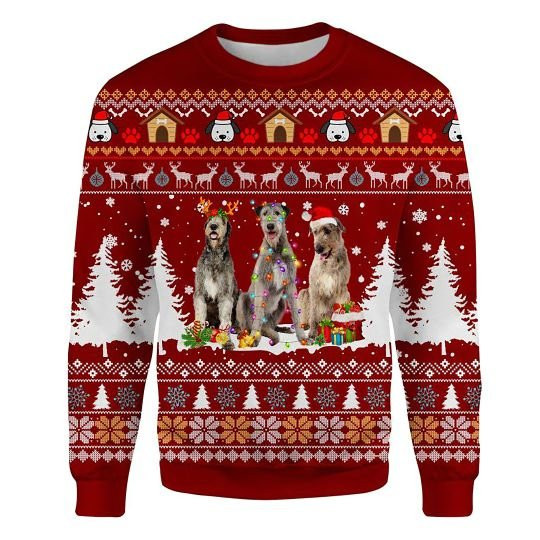 Irish Wolfhound Ugly Christmas Sweatshirt Animal Dog Cat Sweater Unisex