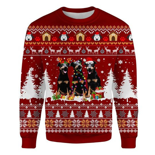 Jagdterrier Ugly Christmas Sweatshirt Animal Dog Cat Sweater Unisex