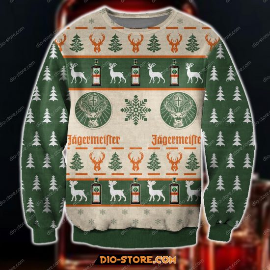 Jagermeister Knitting Pattern 3D All Over Print Ugly Christmas Sweatshirt