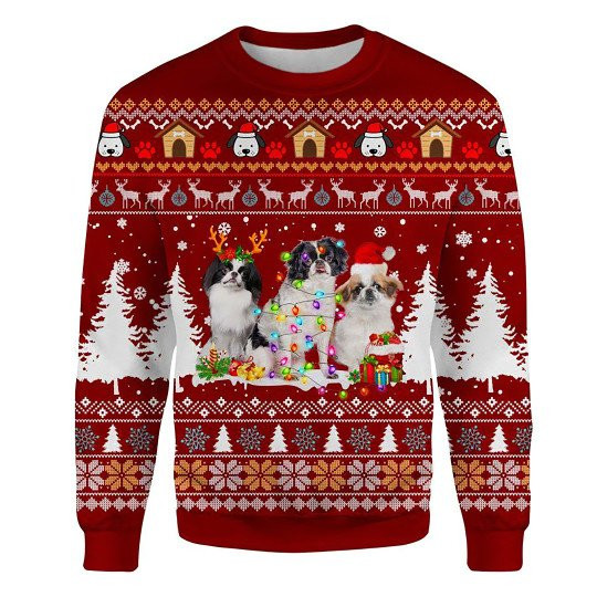 Japanese Chin Ugly Christmas Sweatshirt Animal Dog Cat Sweater Unisex