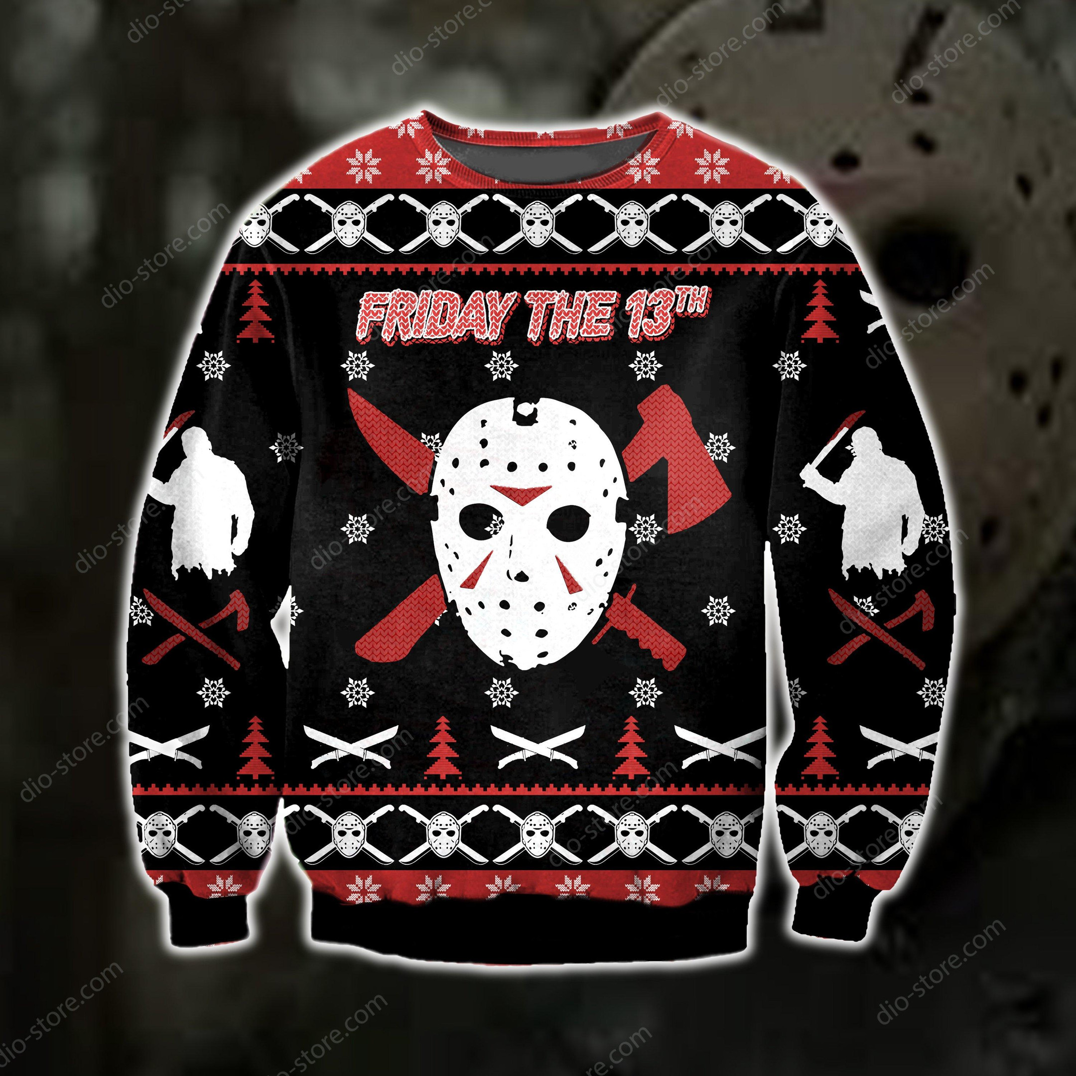 Jason- Friday The 13Th Knitting Pattern 3D Print Ugly Sweatshirt - Teehall