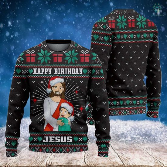 Jesus And Children Christmas Sweatshirt - Knitted Jesus-Christmas Funny Jesus Sweatshirt -Ugly Christmas Sweatshirt - Christmas Sweatshirt