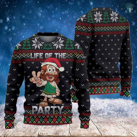 Jesus Life Of The Party Christmas Sweatshirt - Knitted Jesus-Christmas Funny Jesus Sweatshirt -Ugly Christmas Sweatshirt - Christmas Sweatshirt