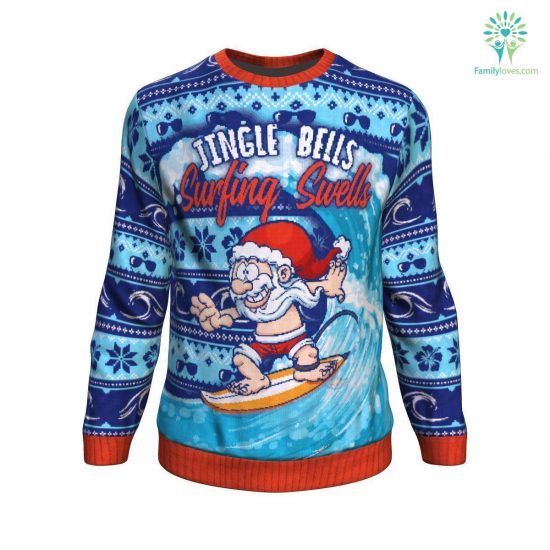 Jingle Bells Surfing Swells Ugly Christmas Sweatshirt