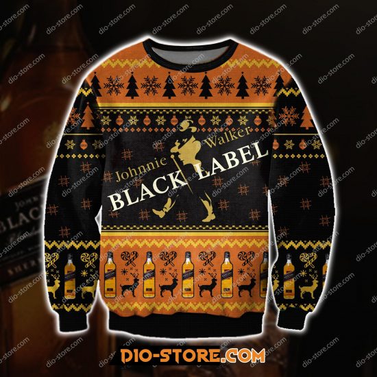 Johnnie Walker Black Label 3D All Over Print Ugly Christmas Sweatshirt