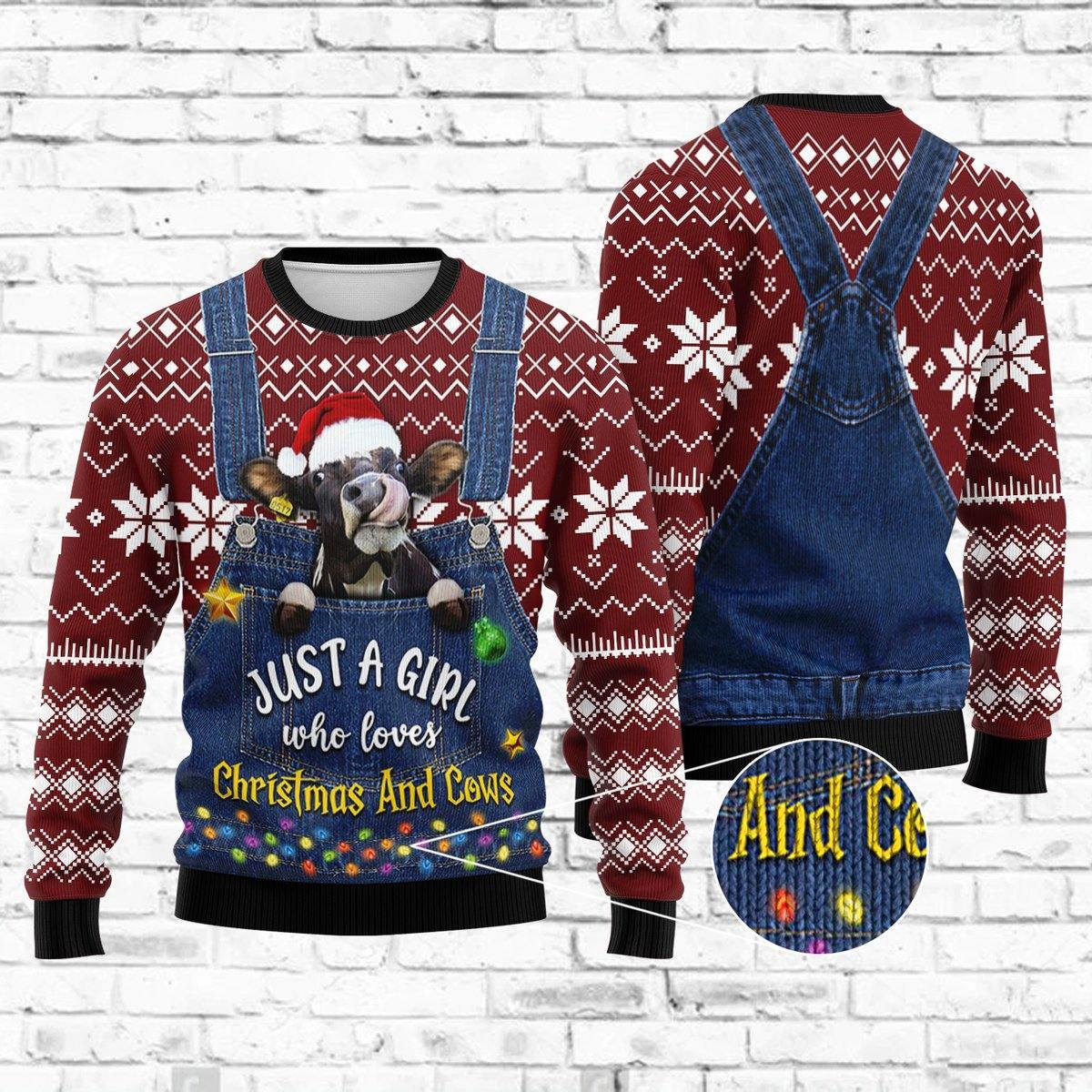 Just-A-Girl-Who-Loves-Cow-Christmas-Sweatshirt-4 Just A Girl Who Loves Cow Christmas Sweatshirt 4