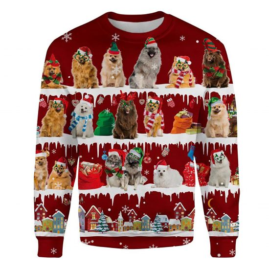 Keeshond Snow Christmas Ugly Christmas Sweatshirt Animal Dog Cat Sweater Unisex