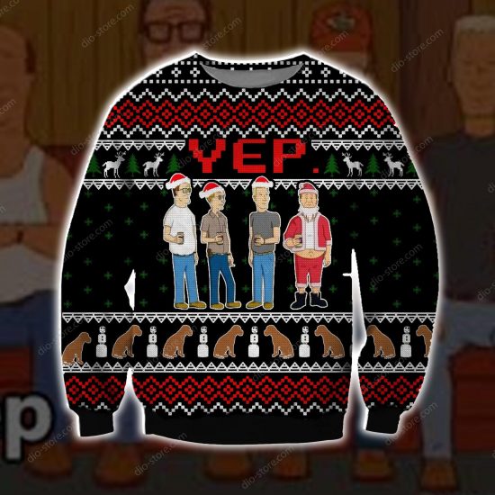 King Of The Hill Knitting Pattern 3D Print Ugly Christmas Sweatshirt