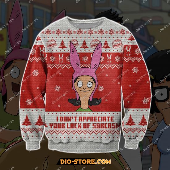 Knitting Pattern Bob'S Burgers 3D Print Ugly Christmas Sweatshirt
