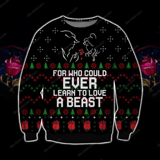Learn To Love A Beast Knitting Pattern 3D Print Ugly Christmas Sweatshirt