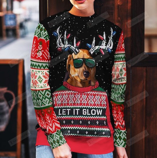 Let It Glow Dachshund Ugly Christmas Sweater