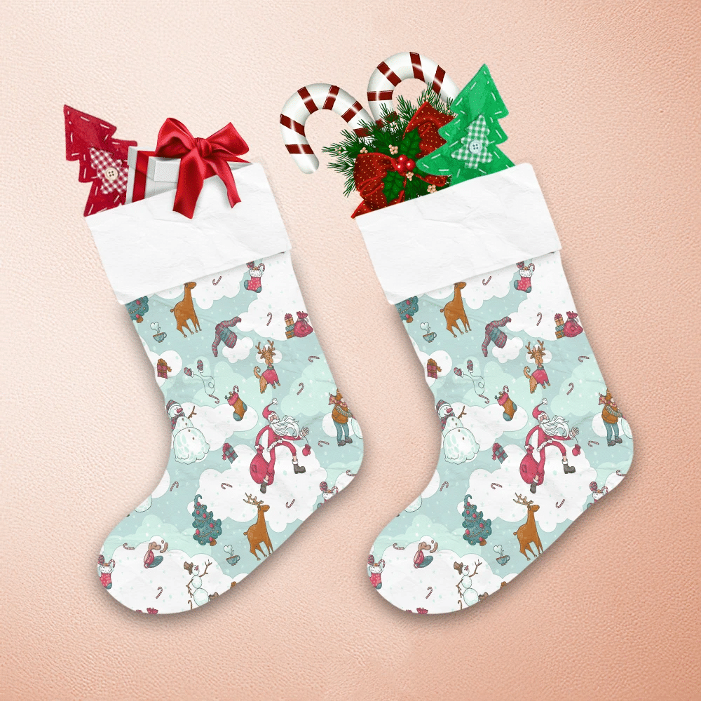 Light-Color-Christmas-Santa-Claus-Baby-Dogs-On-Sky-Christmas-Stocking-1 Light Color Christmas Santa Claus Baby Dogs On Sky Christmas Stocking 1